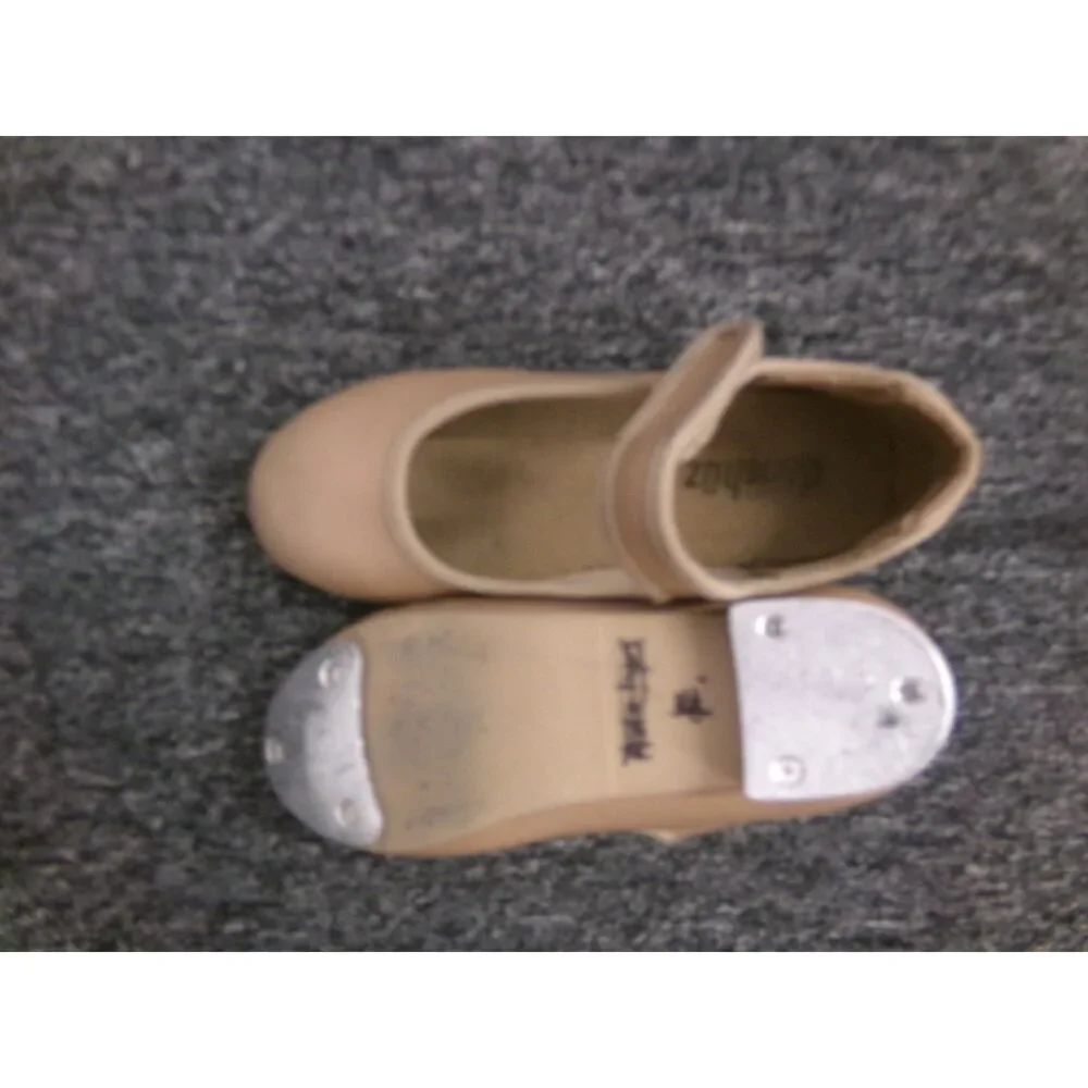 Pre-Owned Dance Tap Shoes Danshuz Kids 1M Mary Jane Leather Loop Strap No Buckl